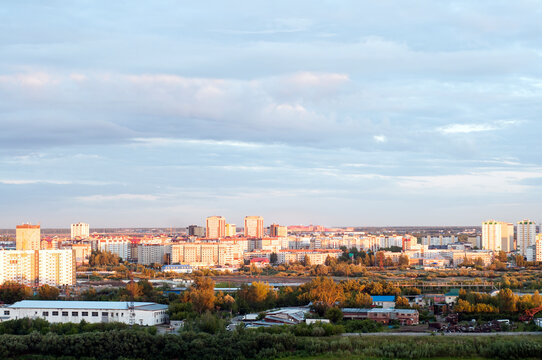 View of Lesobaz microdistrict in Tyumen, Russia