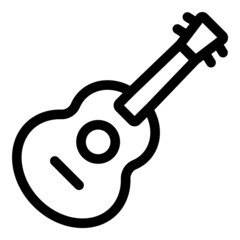 Acoustic Guitar Flat Icon Isolated On White Background