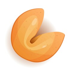 Chinese fortune cookies flat food vector cartoon set on white background. Fortune cookies with blank paper template. open and closed Chinese fortune cookies Vector illustration