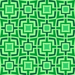 Original pattern of concave and convex squares in green tones. Vector design.