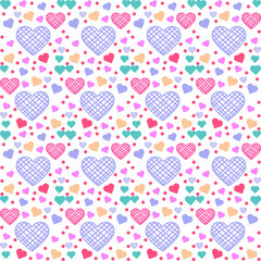 Plaid pattern seamless ornate. Set valentines day vector background. Fabric texture collection.Vector Valentine's Day Hearts Horizontal Seamless Pattern