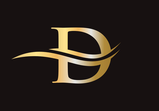 Letter D Logo Sign Design With Water Wave Concept. D Logo Design Vector Template