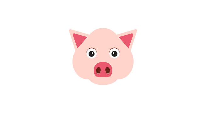 cute pig little animal head character vector illustration design