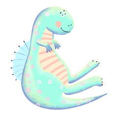Cute dinosaur on white isolated background. Vector illustration