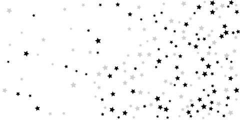 Silver star confetti. Falling stars on a white background. Illustration of flying shining stars. Decorative element. Suitable for your design, postcards, invitations, gift, vip.