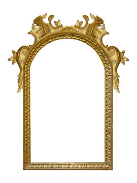 recommend clip art: Golden frame for paintings, mirrors or photo isolated on white background. Design element with clipping path
