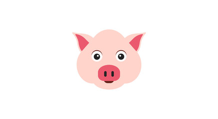 Vector illustration of the face of a pig cartoon. Pig head emoji isolated on white background. Pig Face Vector Flat Icon.