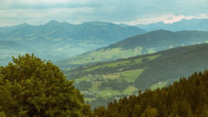 Mountain landscape in the Alps near Lake Constance