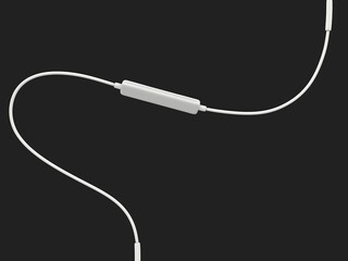 White headphone cable curving around - 3D Illustration