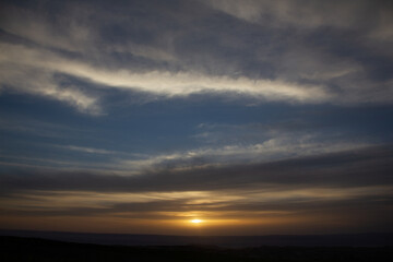 View to the colorfull sky over the sea at the sunset. High quality photo