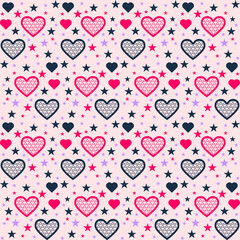 Plaid pattern seamless ornate. Set valentines day vector background. Fabric texture collection.Vector Valentine's Day Hearts Horizontal Seamless Pattern
