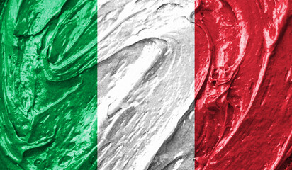Italy flag on watercolor texture. 3D image