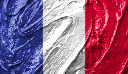 France flag on watercolor texture. 3D image