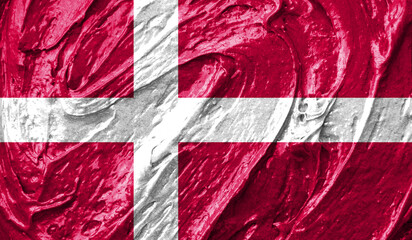 Denmark flag on watercolor texture. 3D image