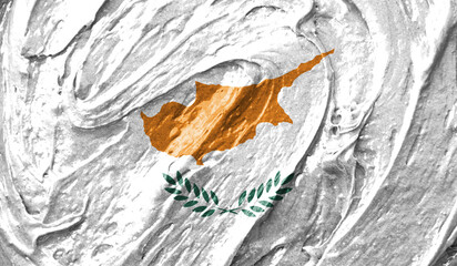 Cyprus flag on watercolor texture. 3D image