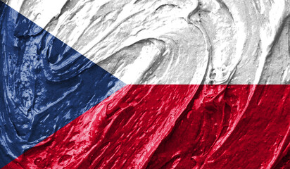 Czech Republic flag on watercolor texture. 3D image