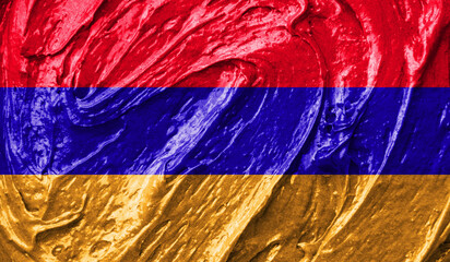 Armenia flag on watercolor texture. 3D image