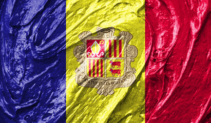 Andorra flag on watercolor texture. 3D image