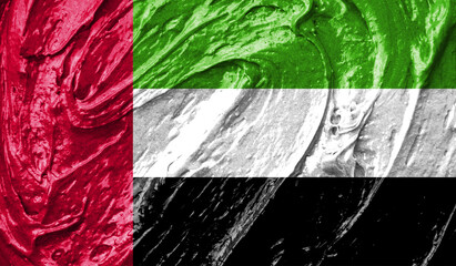 United Arab Emirates flag on watercolor texture. 3D image