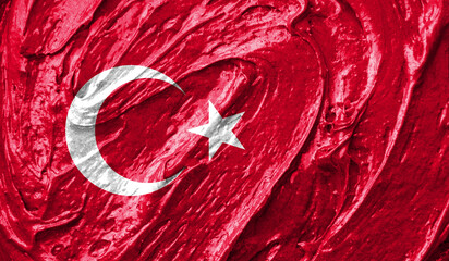 Turkey flag on watercolor texture. 3D image