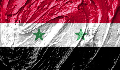 Syria flag on watercolor texture. 3D image