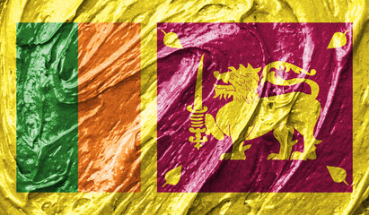 Sri Lanka flag on watercolor texture. 3D image