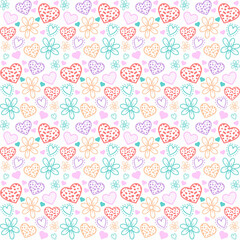 Plaid pattern seamless ornate. Set valentines day vector background. Fabric texture collection.Vector Valentine's Day Hearts Horizontal Seamless Pattern