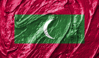 Maldives flag on watercolor texture. 3D image