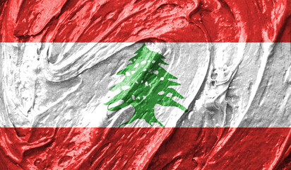 Lebanon flag on watercolor texture. 3D image