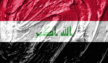 Iraq flag on watercolor texture. 3D image