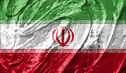 Iran flag on watercolor texture. 3D image