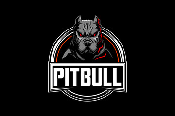 aggressive pitbull vector badge logo template