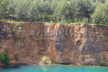 Grodek water reservoir on site closed dolomite opencast mine, called the Polish Maldives, Jaworzno, Poland