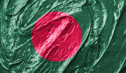 Bangladesh flag on watercolor texture. 3D image