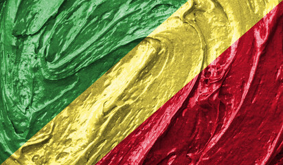 Republic of the Congo flag on watercolor texture. 3D image