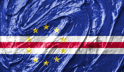 Cape Verde flag on watercolor texture. 3D image