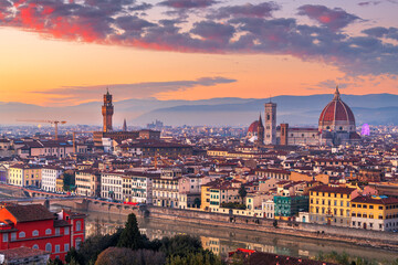 Fototapeta na wymiar Florence, Italy Skyline at Dusk