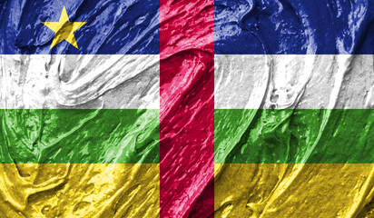 Central African Republic flag on watercolor texture. 3D image
