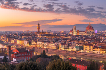 Fototapeta na wymiar Florence, Italy Skyline at Dusk