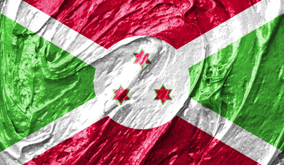 Burundi flag on watercolor texture. 3D image