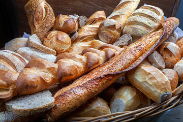 Basket of assorted breads