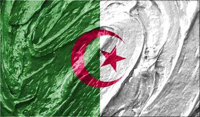 Algeria flag on watercolor texture. 3D image