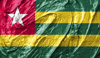 Togo flag on watercolor texture. 3D image