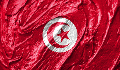 Tunisia flag on watercolor texture. 3D image