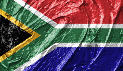 South Africa flag on watercolor texture. 3D image