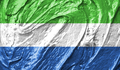Sierra Leone flag on watercolor texture. 3D image