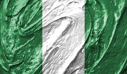 Nigeria flag on watercolor texture. 3D image