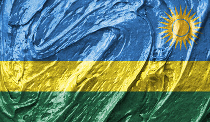 Rwanda flag on watercolor texture. 3D image