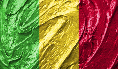 Mali flag on watercolor texture. 3D image