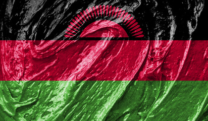 Malawi flag on watercolor texture. 3D image